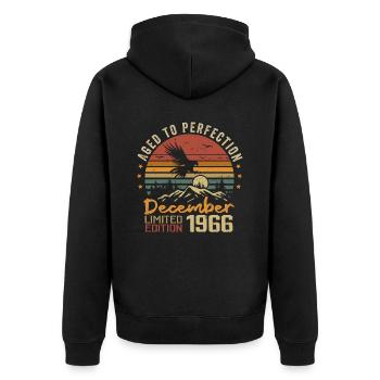 Les Légendes Sont Nées En Décembre 1966 - 1966 - Veste à capuche bio Premium Unisexe - noir - Dos - Nico (187cm)