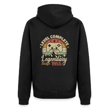 1955 Complete Level Birthday Gift - 1955 - Unisex Premium Organic Zip Hoodie - black - Back - Nico (187cm)