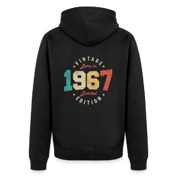 Vintage 1967 Original 1967 Retro Anniversary 1967 - Unisex Premium Organic Zip Hoodie - black - Back - Nico (187cm)