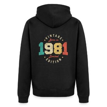 Vintage 1981 Original 1981 Retro Birthday 1981 - Unisex Premium Organic Zip Hoodie - black - Back - Nico (187cm)