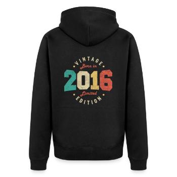 Vintage 2016 Original 2016 Retro Anniversary 2016 - Unisex Premium Organic Zip Hoodie - black - Back - Nico (187cm)