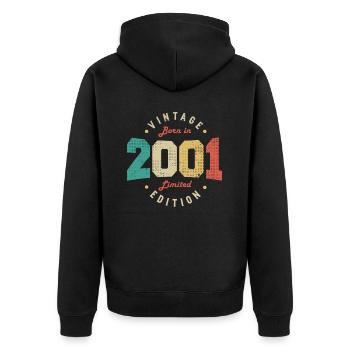 Vintage 2001 Original 2001 Anniversaire Rétro 2001 - Veste à capuche bio Premium Unisexe - noir - Dos - Nico (187cm)