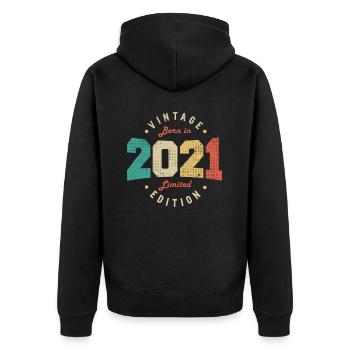 Jahrgang 2021 Original 2021 Retro Geburtstag 2021 - Unisex Premium Bio Zip Hoodie - Schwarz - Hinten - Nico (187cm)