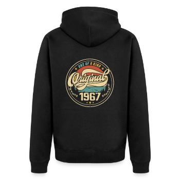 Original 1967 Vintage - 1967 Birthday Gift - Unisex Premium Organic Zip Hoodie - black - Back - Nico (187cm)