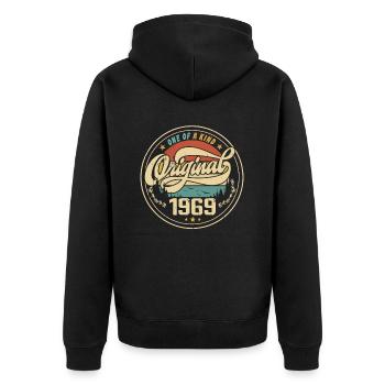 Original 1969 Vintage - 1969 Birthday Gift - Unisex Premium Organic Zip Hoodie - black - Back - Nico (187cm)