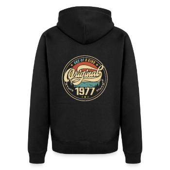 Original 1977 Vintage - Cadeau D’anniversaire 1977 - Veste à capuche bio Premium Unisexe - noir - Dos - Nico (187cm)