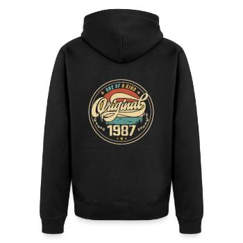 Original 1987 Vintage - Cadeau D’anniversaire 1987 - Veste à capuche bio Premium Unisexe - noir - Dos - Nico (187cm)