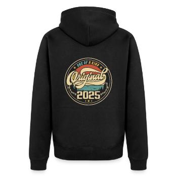 Original 2025 Vintage - Cadeau D’anniversaire 2025 - Veste à capuche bio Premium Unisexe - noir - Dos - Nico (187cm)