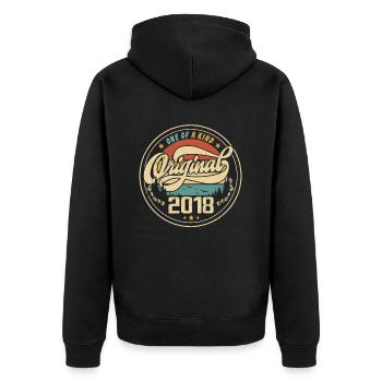 Original 2018 Jahrgang - 2018 Geburtstagsgeschenk - Unisex Premium Bio Zip Hoodie - Schwarz - Hinten - Nico (187cm)
