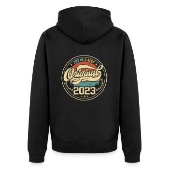 Original 2023 Vintage - Cadeau D’anniversaire 2023 - Veste à capuche bio Premium Unisexe - noir - Dos - Nico (187cm)