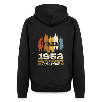 1952 Vintage Original 1952 Geburtstagsgeschenk - Unisex Premium Bio Zip Hoodie - Schwarz - Hinten - Nico (187cm)