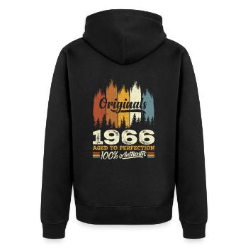 1966 Vintage Original 1966 Geburtstagsgeschenk - Unisex Premium Bio Zip Hoodie - Schwarz - Hinten - Nico (187cm)