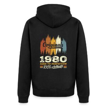 1980 Vintage Cadeau D'anniversaire 1980 Original - Veste à capuche bio Premium Unisexe - noir - Dos - Nico (187cm)