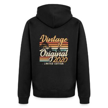 Vintage Anniversary Made in 2020 Retro 2020 - Unisex Premium Organic Zip Hoodie - black - Back - Nico (187cm)