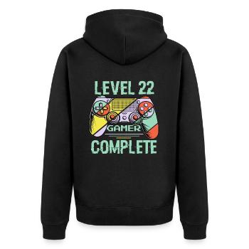 Level 22 Complete 22 Year Old Gamer Level 22 Complete - Unisex Premium Organic Zip Hoodie - black - Back - Nico (187cm)