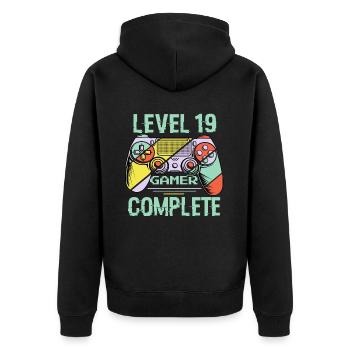 Level 19 Complete 19 Years Gamer Level 19 Complete - Unisex Premium Organic Zip Hoodie - black - Back - Nico (187cm)