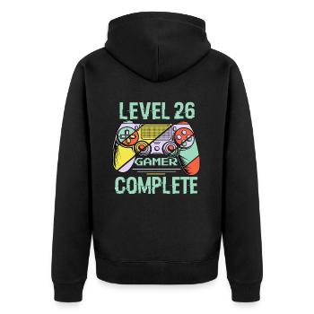Level 26 Abschließen 26 Jahre alter Spieler Level 26 abschließen - Unisex Premium Bio Zip Hoodie - Schwarz - Hinten - Nico (187cm)