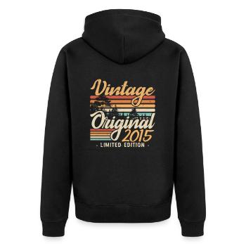 Anniversaire Millésime Fabriqué en 2015 Retro 2015 - Veste à capuche bio Premium Unisexe - noir - Dos - Nico (187cm)