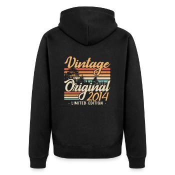 Anniversary Vintage Made in 2014 Retro 2014 - Unisex Premium Organic Zip Hoodie - black - Back - Nico (187cm)