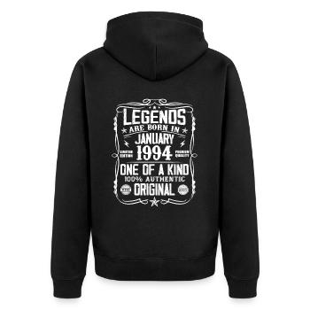 Birthday gift born in January 1994 - Unisex Premium Organic Zip Hoodie - black - Back - Nico (187cm)