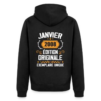 Anniversary Vintage Gift January 2008 - 2008 - Unisex Premium Organic Zip Hoodie - black - Back - Nico (187cm)