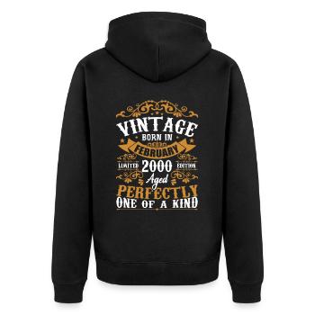 Cadeau D'anniversaire Février 2000 Vintage 24e - Veste à capuche bio Premium Unisexe - noir - Dos - Nico (187cm)