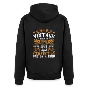 Les Légendes Sont Nées En Mars 1937 - Veste à capuche bio Premium Unisexe - noir - Dos - Nico (187cm)