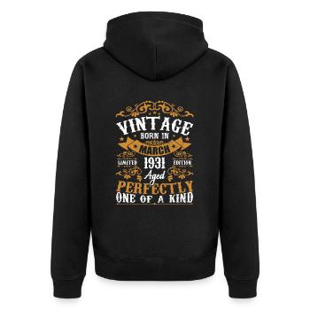 Les Légendes Sont Nées En Mars 1931 - Veste à capuche bio Premium Unisexe - noir - Dos - Nico (187cm)