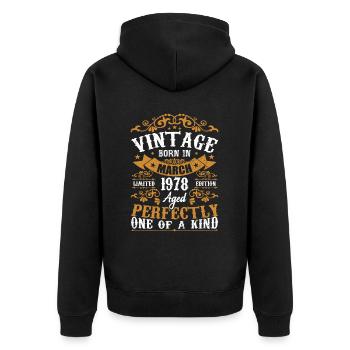 The legends were born in March 1978 - Unisex Premium Organic Zip Hoodie - black - Back - Nico (187cm)