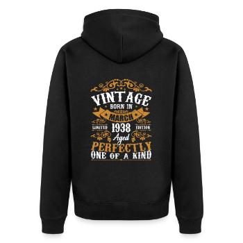 Les Légendes Sont Nées En Mars 1938 - Veste à capuche bio Premium Unisexe - noir - Dos - Nico (187cm)