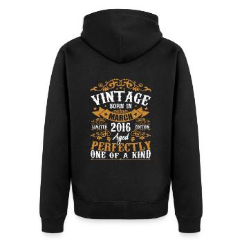 The legends were born in March 2016 - Unisex Premium Organic Zip Hoodie - black - Back - Nico (187cm)