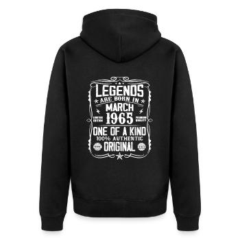 March 1965 Vintage 59 Years Anniversary Gift - Unisex Premium Organic Zip Hoodie - black - Back - Nico (187cm)