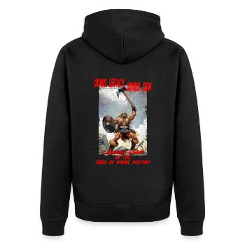 Odins Legacy his Son Forced in Fires of Destiny - Unisex Premium Bio Zip Hoodie - Schwarz - Hinten - Nico (187cm)