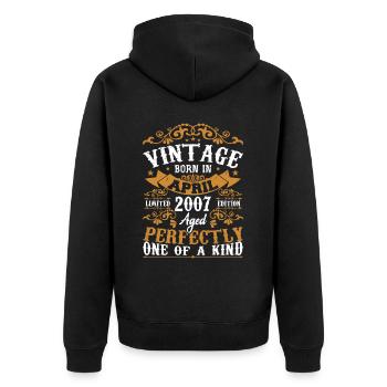 The Legends were born in April 2007 Gift 2007 - Unisex Premium Organic Zip Hoodie - black - Back - Nico (187cm)
