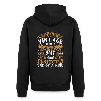 The Legends were born in April 2017 Gift 2017 - Unisex Premium Organic Zip Hoodie - black - Back - Nico (187cm)