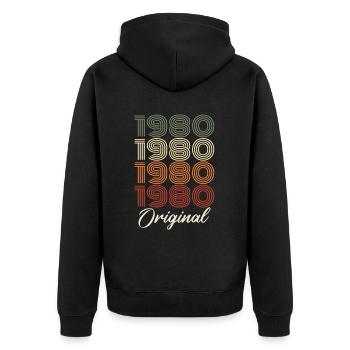 1980 Cadeau D'anniversaire Vintage Original 1980 - Veste à capuche bio Premium Unisexe - noir - Dos - Nico (187cm)