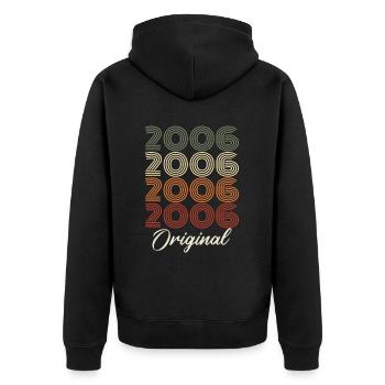 2006 Original Vintage Geburtstagsgeschenk 2006 - Unisex Premium Bio Zip Hoodie - Schwarz - Hinten - Nico (187cm)
