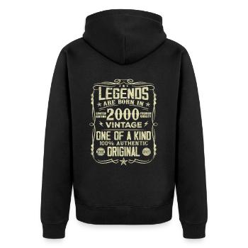 Hergestellt im Jahr 2000 Jahrgang 2000 Geburtstagsgeschenk - Unisex Premium Bio Zip Hoodie - Schwarz - Hinten - Nico (187cm)