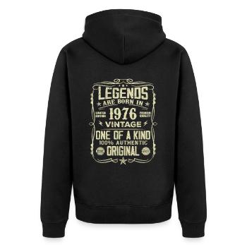 Hergestellt im Jahr 1976 Vintage Geburtstagsgeschenk 1976 - Unisex Premium Bio Zip Hoodie - Schwarz - Hinten - Nico (187cm)