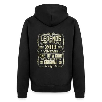 Made In 2013 Vintage Jubiläumsgeschenk 2013 - Unisex Premium Bio Zip Hoodie - Schwarz - Hinten - Nico (187cm)