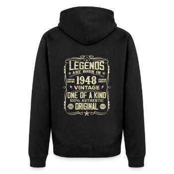 Hergestellt im Jahr 1948 Vintage Geburtstagsgeschenk 1948 - Unisex Premium Bio Zip Hoodie - Schwarz - Hinten - Nico (187cm)