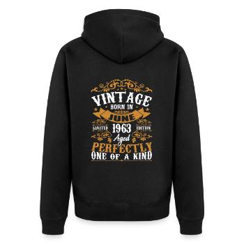 Gift June 1963 Birthday June 1963 June 1963 - Unisex Premium Organic Zip Hoodie - black - Back - Nico (187cm)