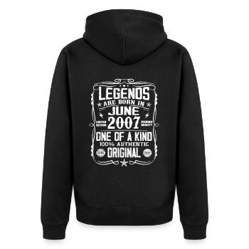 Vintage 2007 June 2007 Retro June Cool Gift 2007 - Unisex Premium Organic Zip Hoodie - black - Back - Nico (187cm)