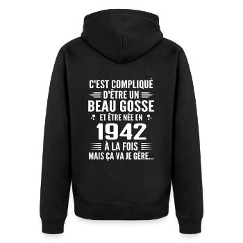Forever Handsome 1942 Birthday Gift 1942 - Unisex Premium Organic Zip Hoodie - black - Back - Nico (187cm)