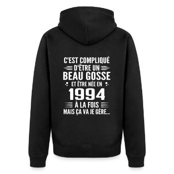 Forever Handsome 1994 Birthday Gift 1994 - Unisex Premium Organic Zip Hoodie - black - Back - Nico (187cm)