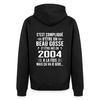 Always Handsome 2004 Geburtstagsgeschenk 2004 - Unisex Premium Bio Zip Hoodie - Schwarz - Hinten - Nico (187cm)