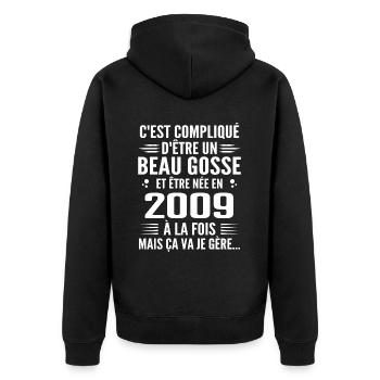 Toujours Beau Gosse 2009 Birthday Gift 2009 - Unisex Premium Organic Zip Hoodie - black - Back - Nico (187cm)