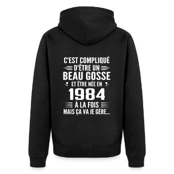 Forever Handsome 1984 Birthday Gift 1984 - Unisex Premium Organic Zip Hoodie - black - Back - Nico (187cm)