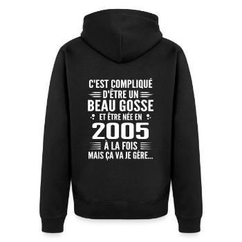 Toujours Beau Gosse 2005 Birthday Gift 2005 - Unisex Premium Organic Zip Hoodie - black - Back - Nico (187cm)