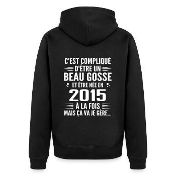 Toujours Beau Gosse 2015 Birthday Gift 2015 - Unisex Premium Organic Zip Hoodie - black - Back - Nico (187cm)